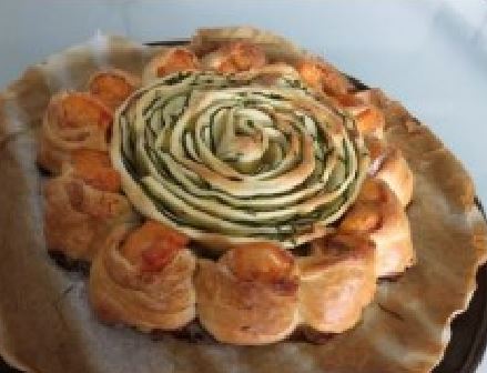 Salmon zucchini tart