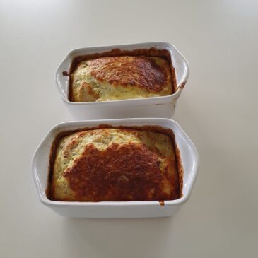 Tuna and Cheese terrine with a cottage cheese and herb sauce.
