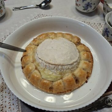 Baked Camembert with sausage roll dippers